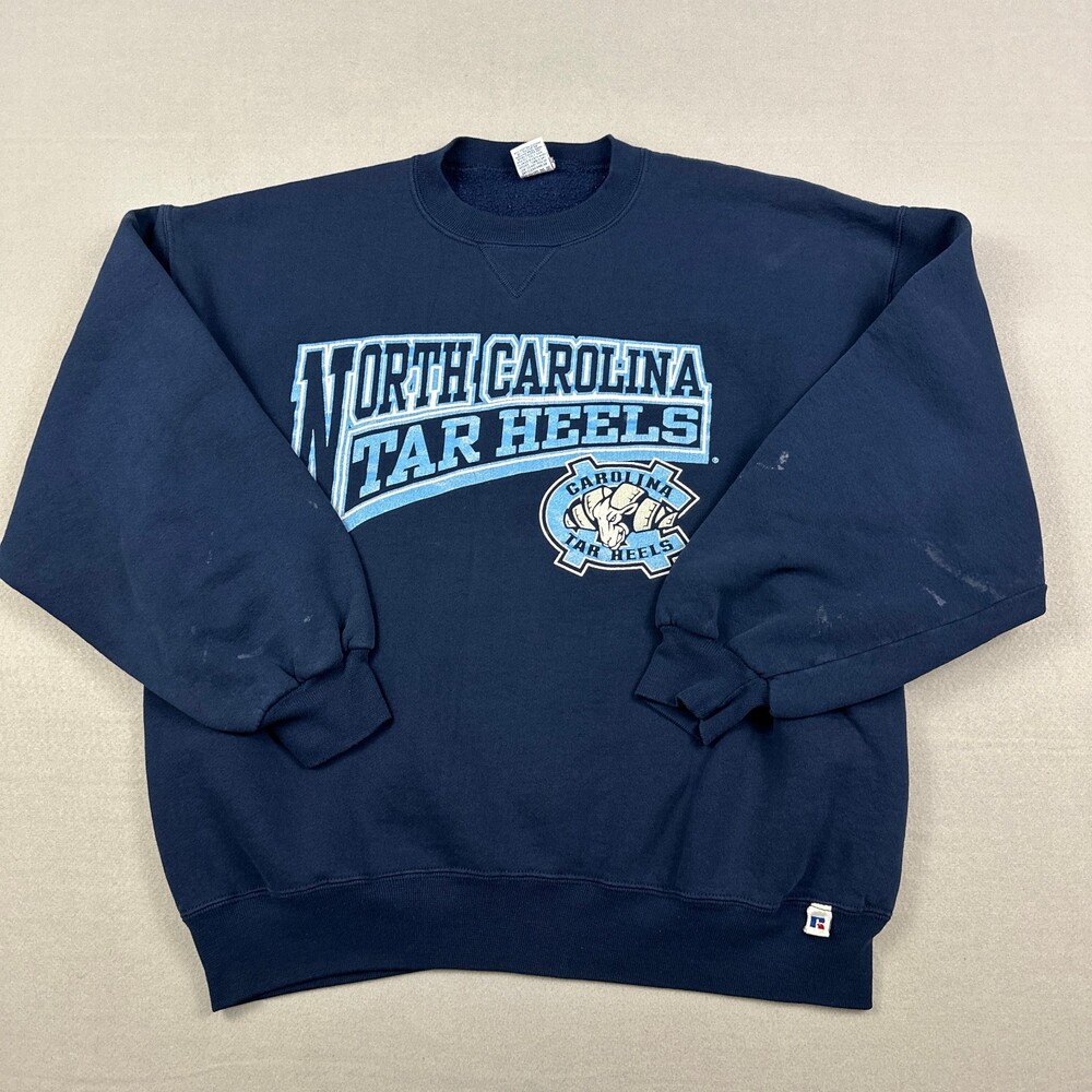 Vintage North Carolina Tar Heels Sweatshirt Men XL Blue Russell Crewneck USA *